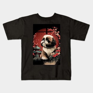 Super Cute Shih Tzu Portrait - Japanese style Kids T-Shirt